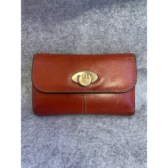 Liz Claiborne Terracotta Brown Leather Trifold Organization Wallet - Picture 1 of 10